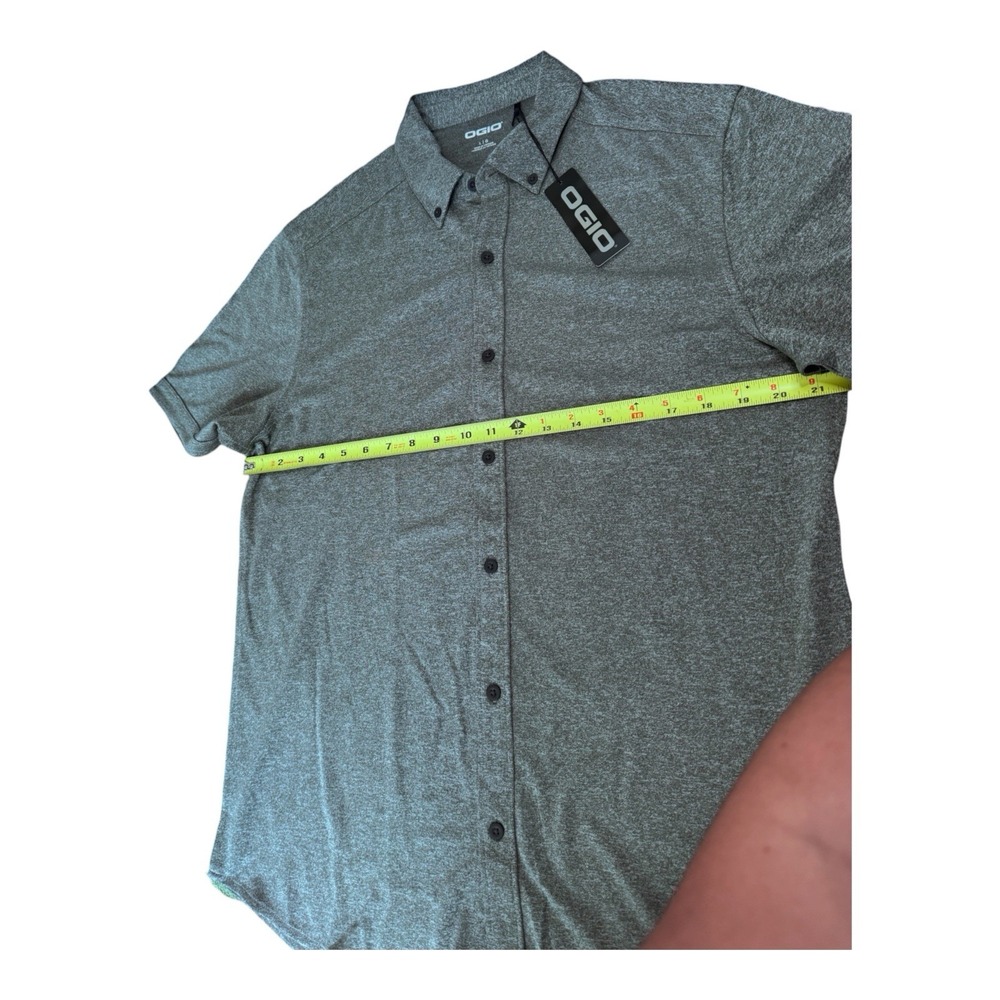 OGIO OG141 Gravitate Men's Large Heather Gray Full Button Short Sleeve Polo NWT - Picture 3 of 9
